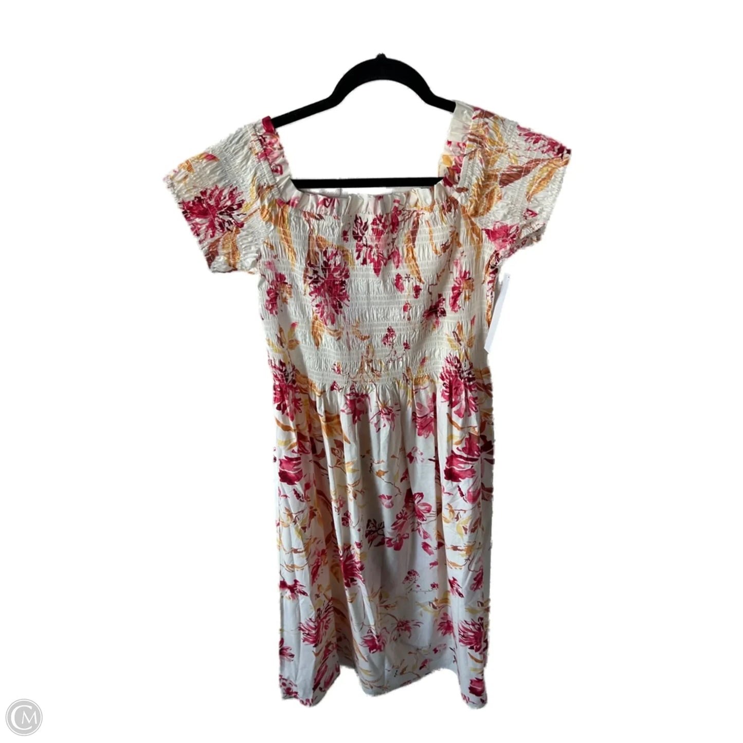 Dress Casual Midi By H&m In Cream & Red, Size: L