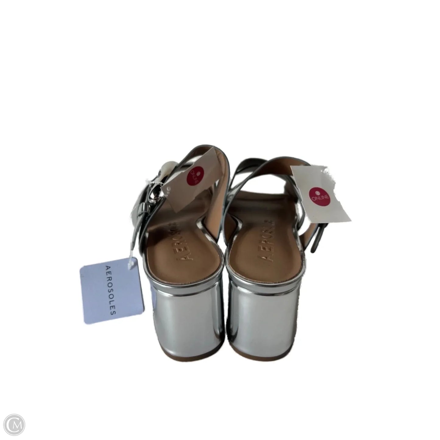 Sandals Heels Block By Aerosoles In Silver, Size: 9.5