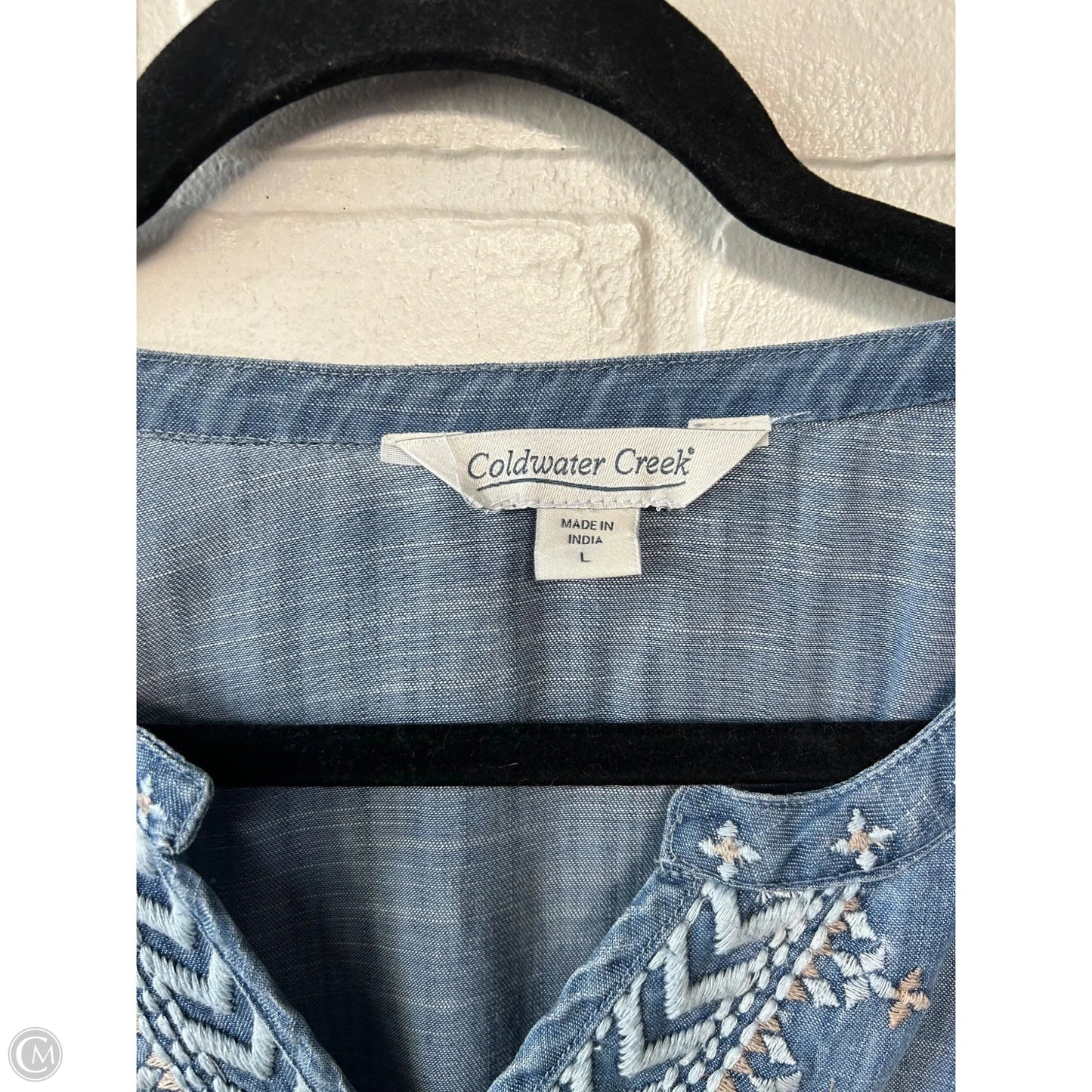 Top 3/4 Sleeve By Coldwater Creek In Blue Denim, Size: L