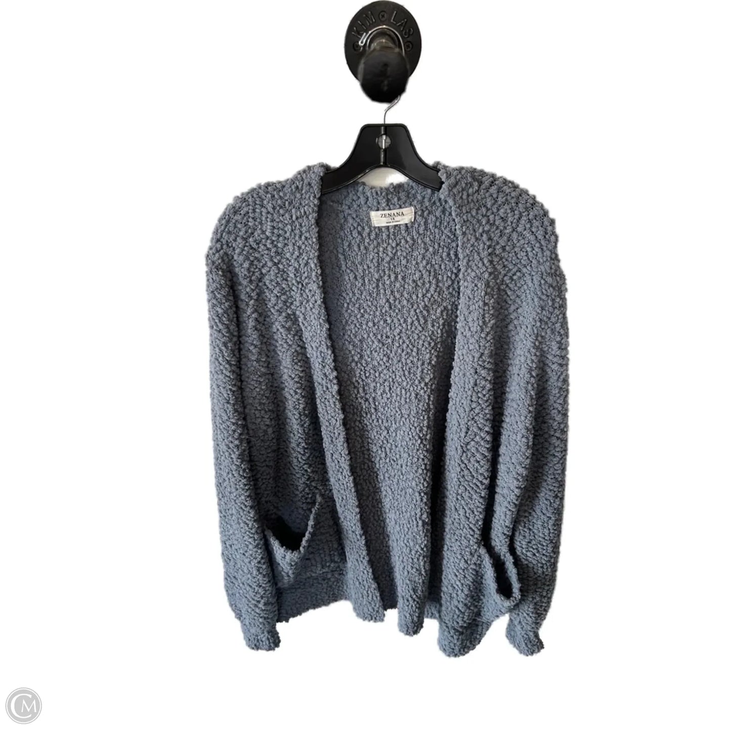 Sweater Cardigan By Zenana In Blue, Size: 1x
