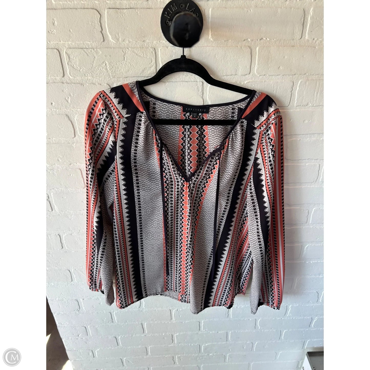 Top Long Sleeve By Sanctuary In Black & White, Size: S