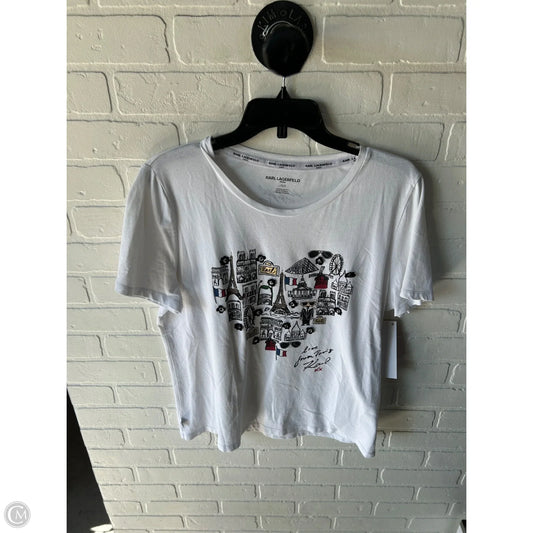 Top Short Sleeve Designer By Karl Lagerfeld In White, Size: L