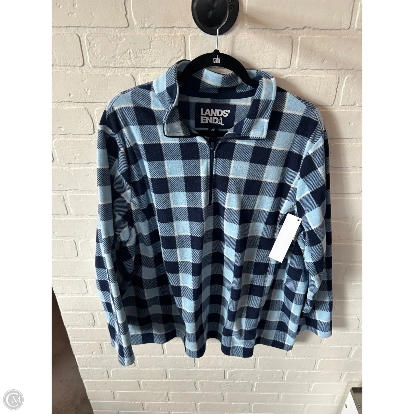 Jacket Fleece By Lands End In Blue & White, Size: 2x