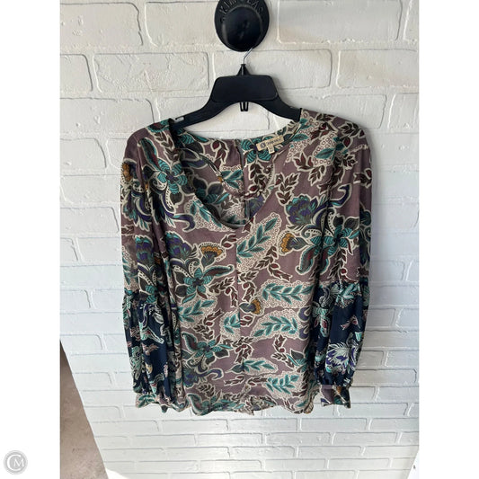 Top Long Sleeve By Democracy In Brown & Cream, Size: Xl