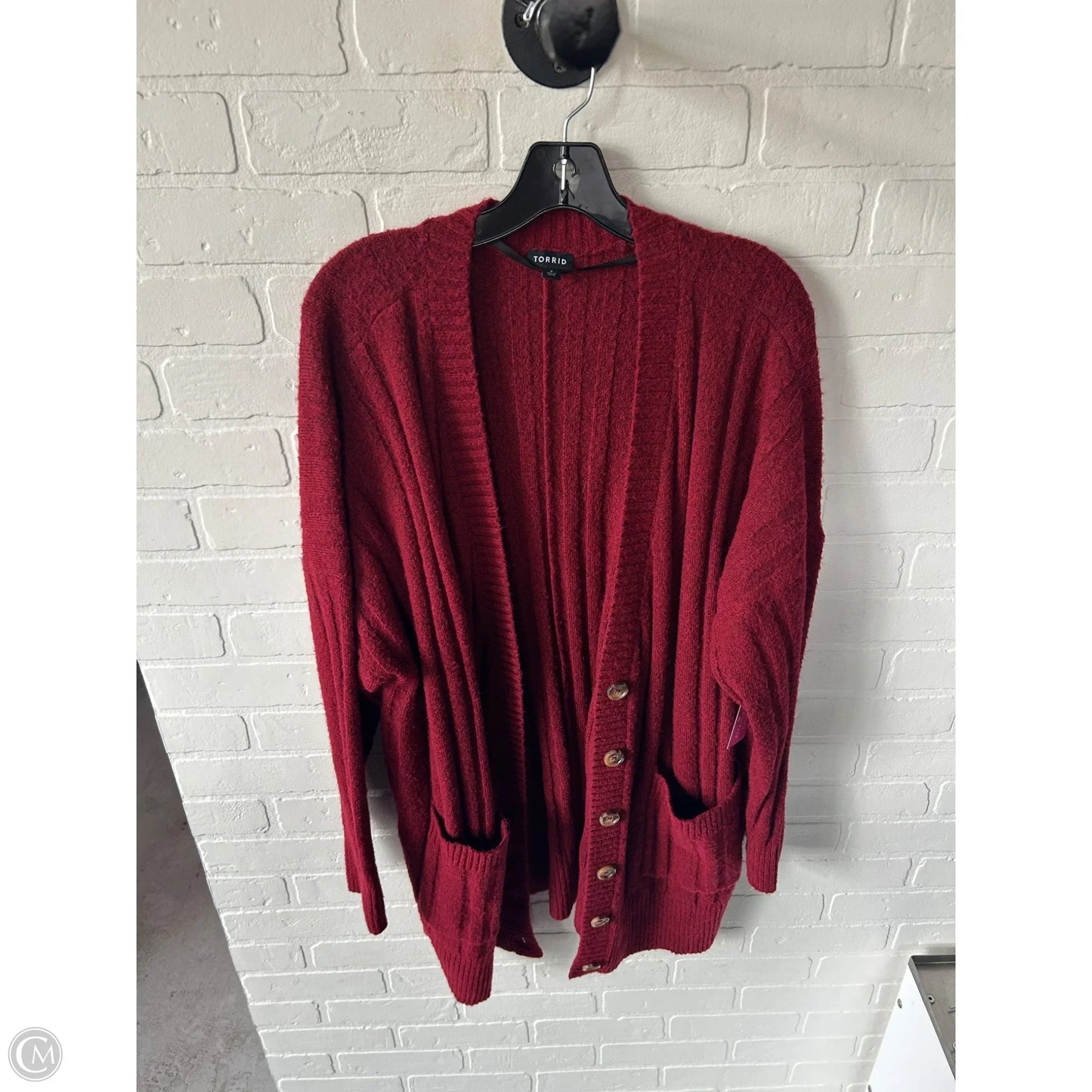 Sweater Cardigan By Torrid In Red, Size: 2x