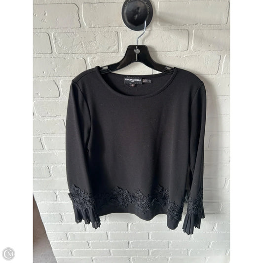 Top Long Sleeve Designer By Karl Lagerfeld In Black, Size: S