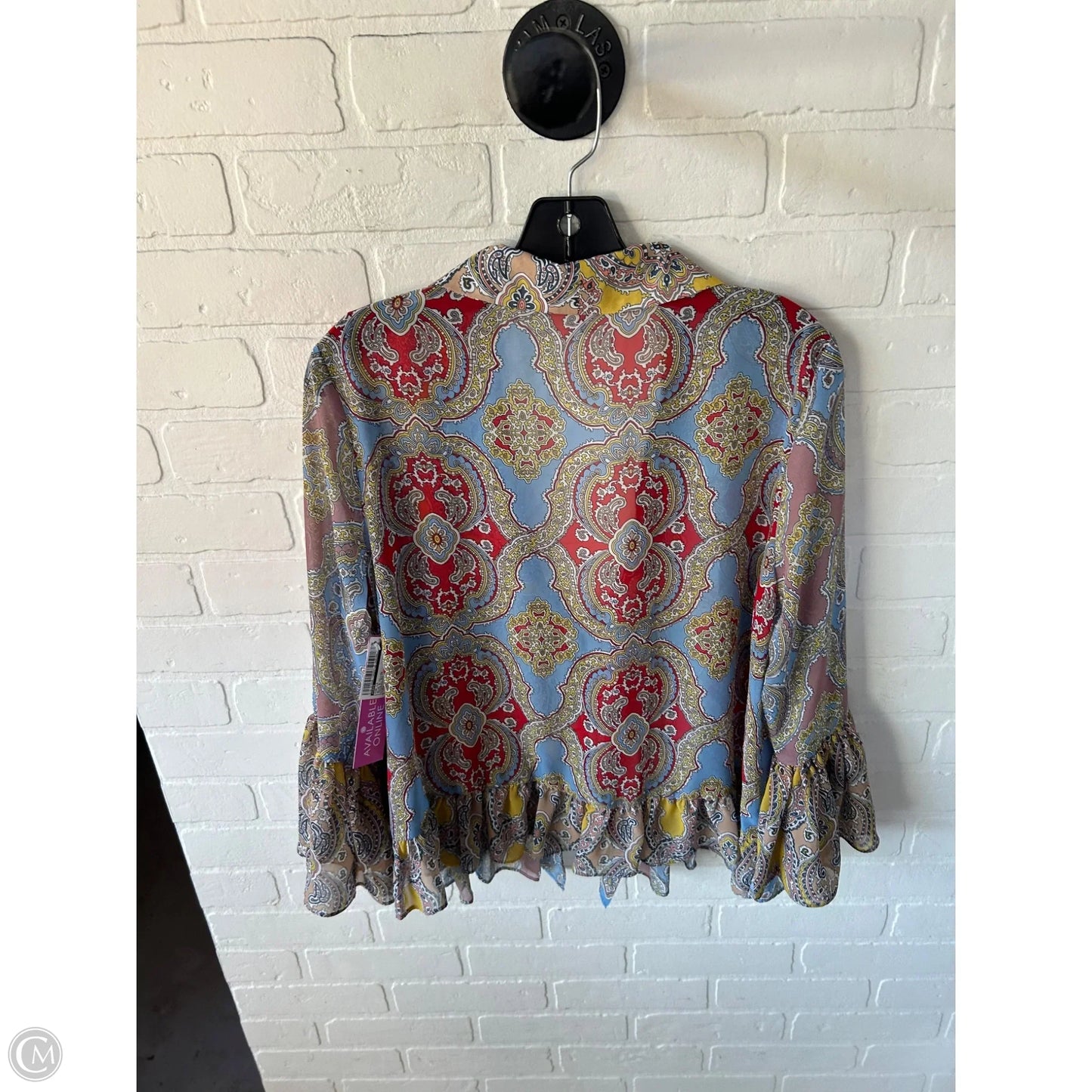 Top Long Sleeve By Cato In Blue & Yellow, Size: L