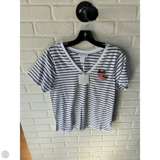 Top Short Sleeve Basic By Cynthia Rowley In Blue & White, Size: S