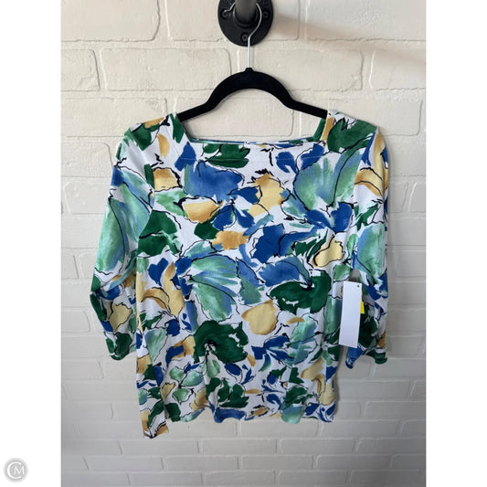 Top Long Sleeve By Chicos In Blue & White, Size: L