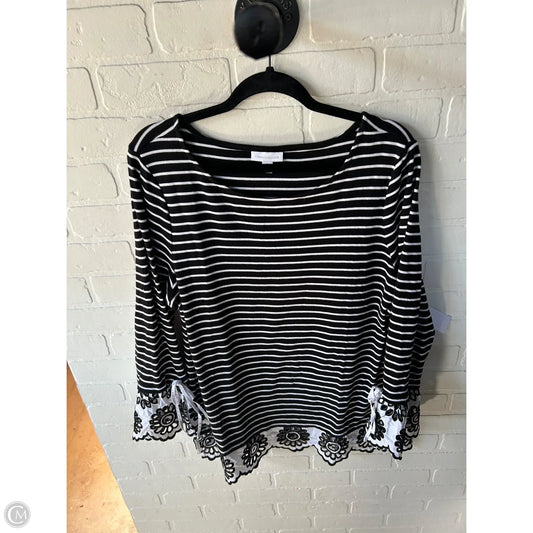Top Long Sleeve By Charter Club In Black & White, Size: Xl