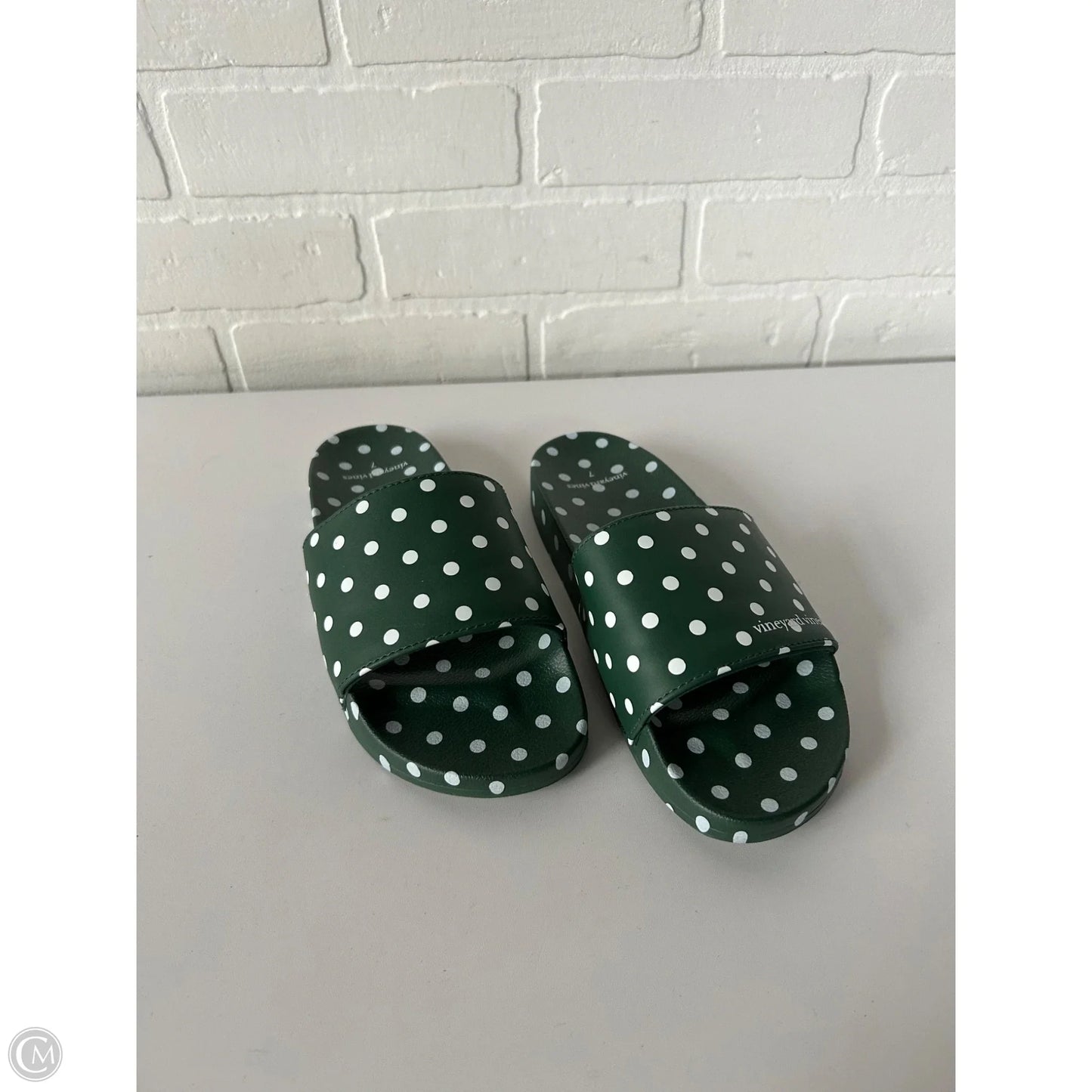 Sandals Flats By Vineyard Vines In Green & White, Size: 7