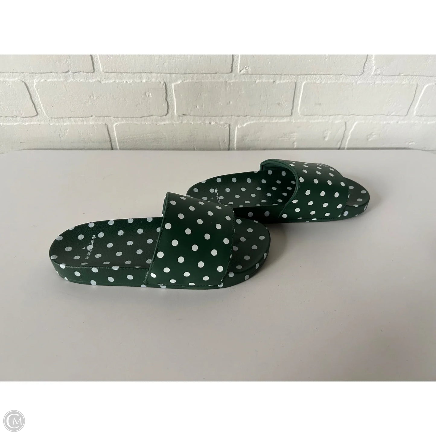 Sandals Flats By Vineyard Vines In Green & White, Size: 7