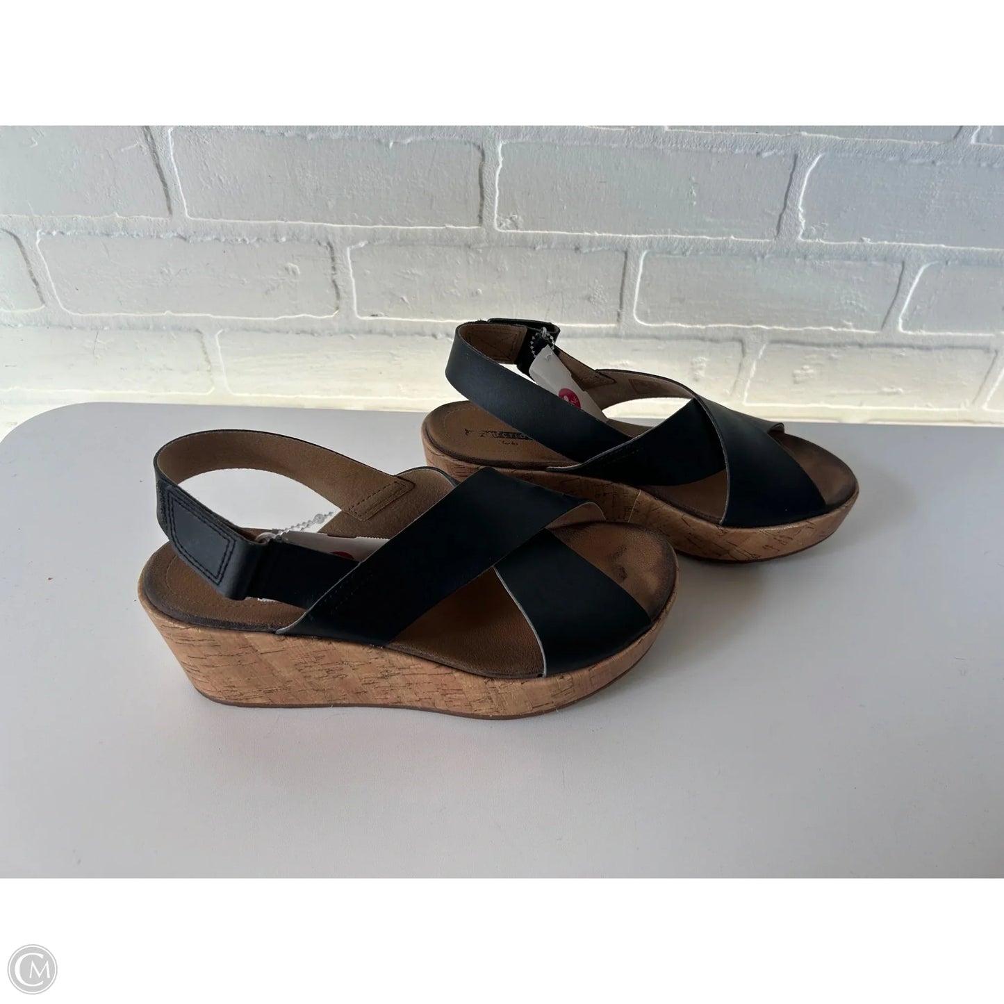 Sandals Heels Wedge By Clarks In Black, Size: 8