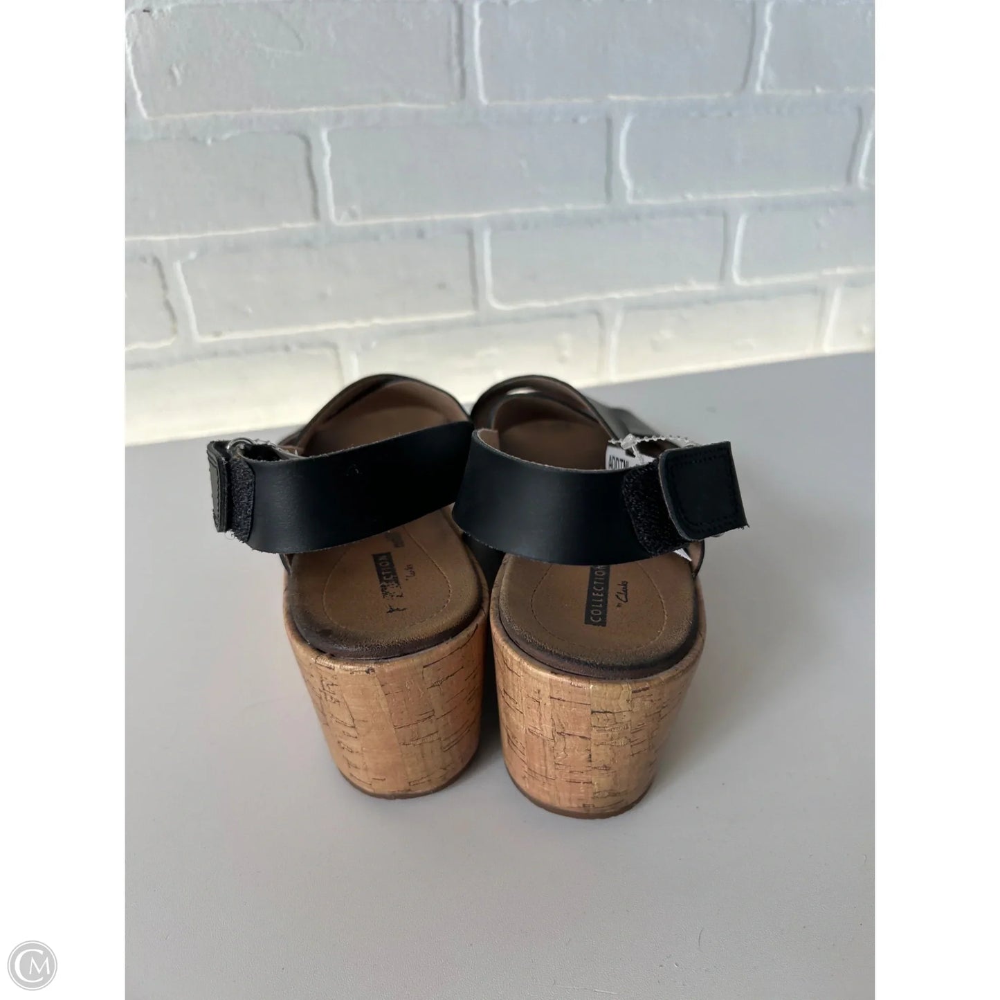 Sandals Heels Wedge By Clarks In Black, Size: 8