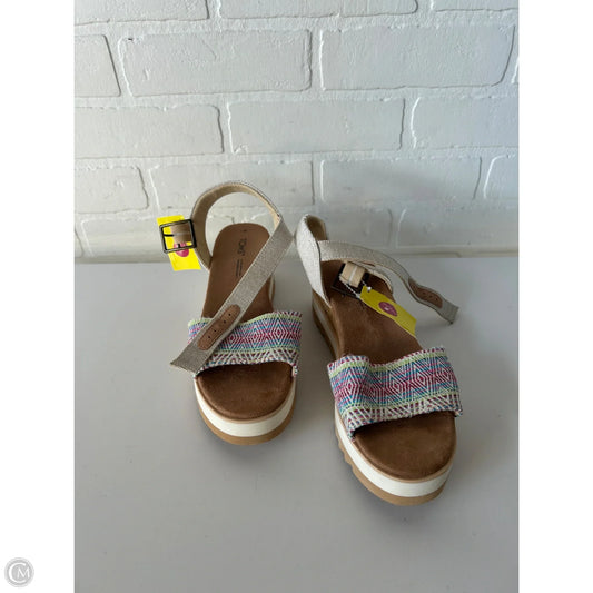 Sandals Heels Wedge By Toms In Tan & White, Size: 7