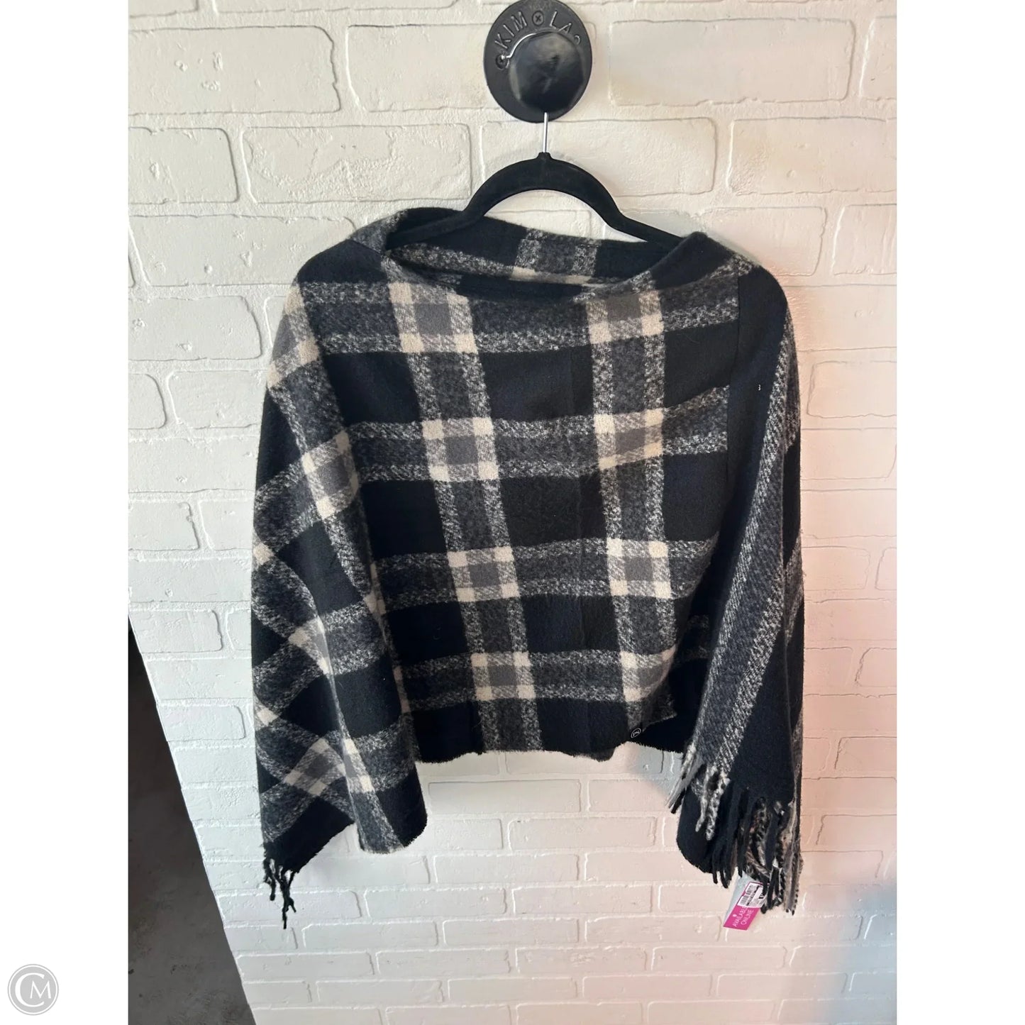 Poncho By Clothes Mentor In Black & Grey, Size: Osfm