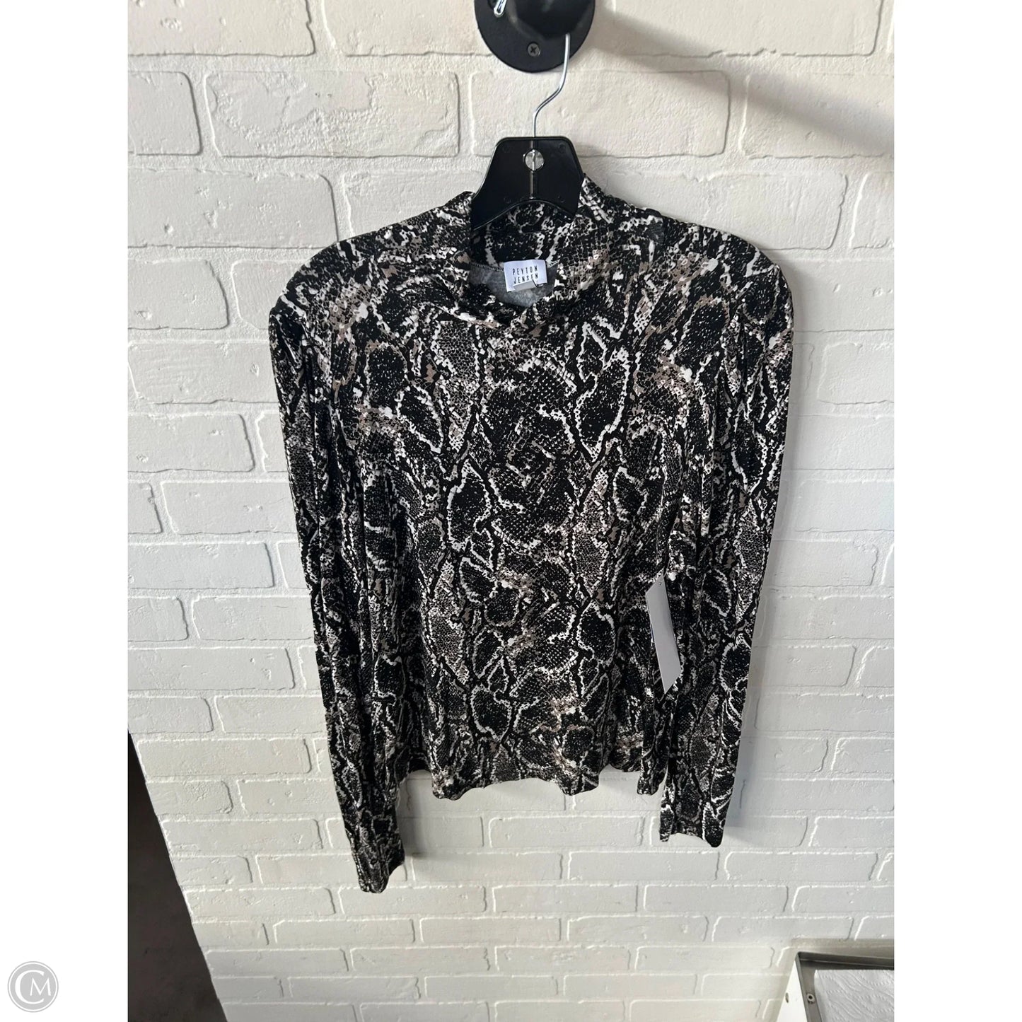 Top Long Sleeve By Peyton Jensen In Black & Tan, Size: L