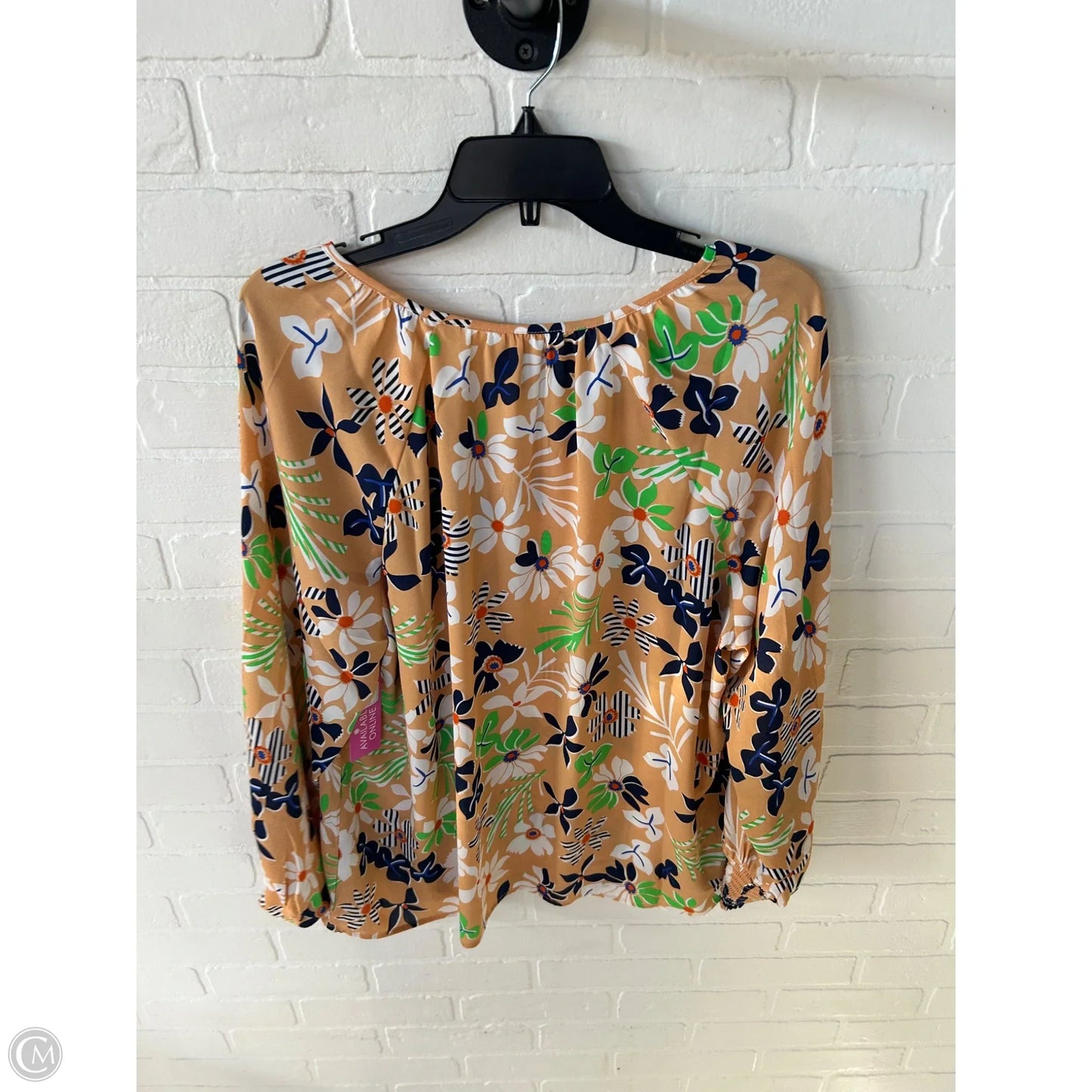 Top Long Sleeve By Cabi In Orange & White, Size: Xl