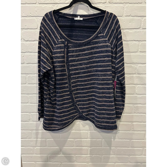 Top Long Sleeve By Maurices In Blue & Cream, Size: 2x