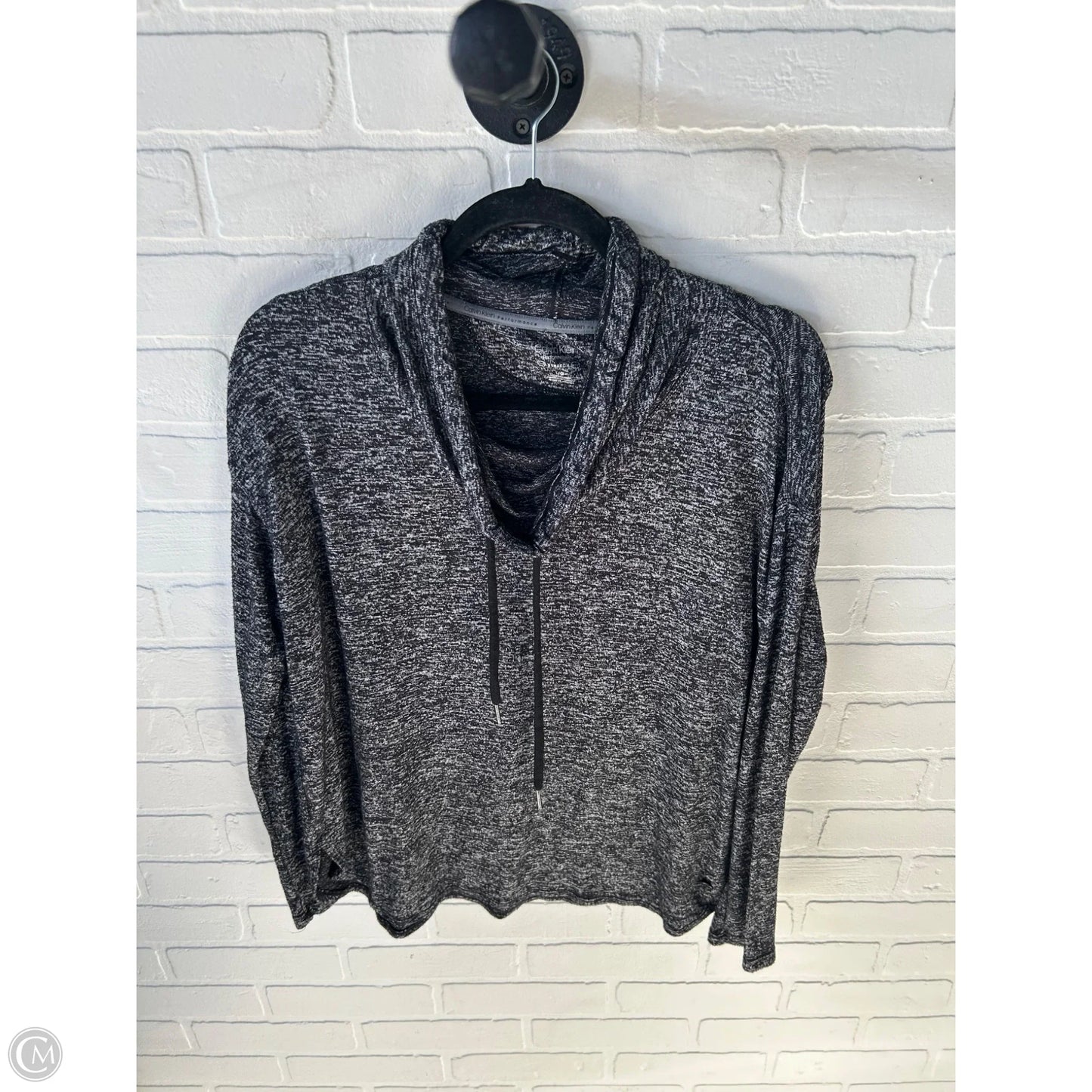 Athletic Top Long Sleeve Hoodie By Calvin Klein Performance In Black & Grey, Size: L