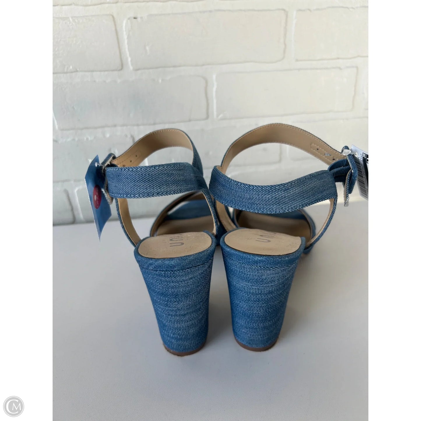 Sandals Heels Block By Unisa In Blue & Brown, Size: 10