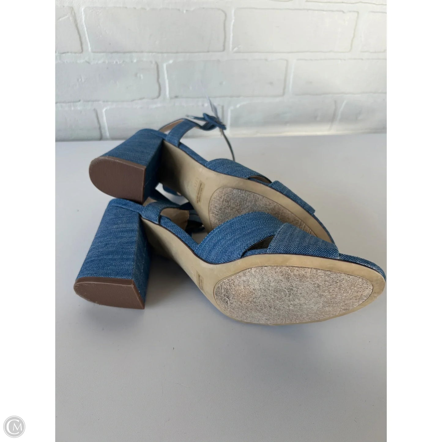 Sandals Heels Block By Unisa In Blue & Brown, Size: 10