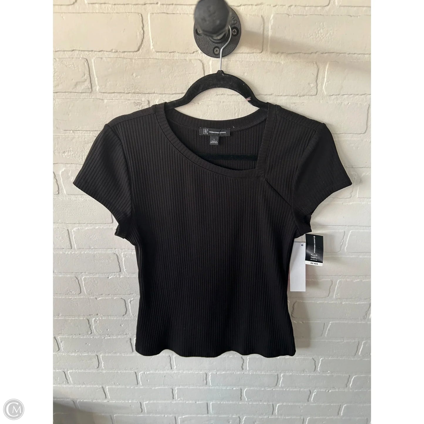 Top Short Sleeve By Inc In Black, Size: L