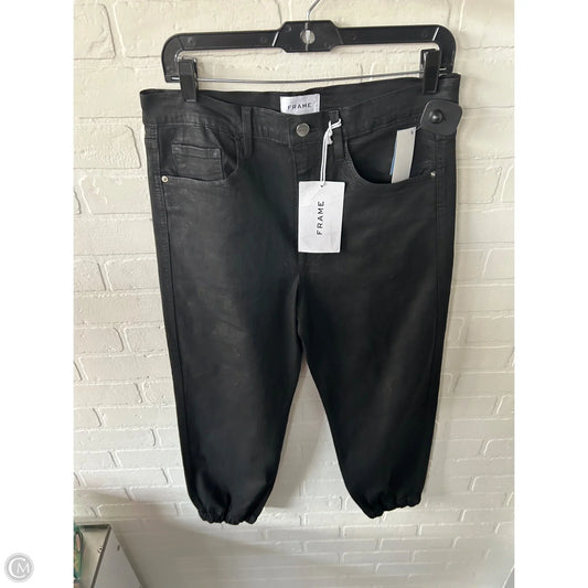 Jeans Straight By Frame In Black Denim, Size: 4