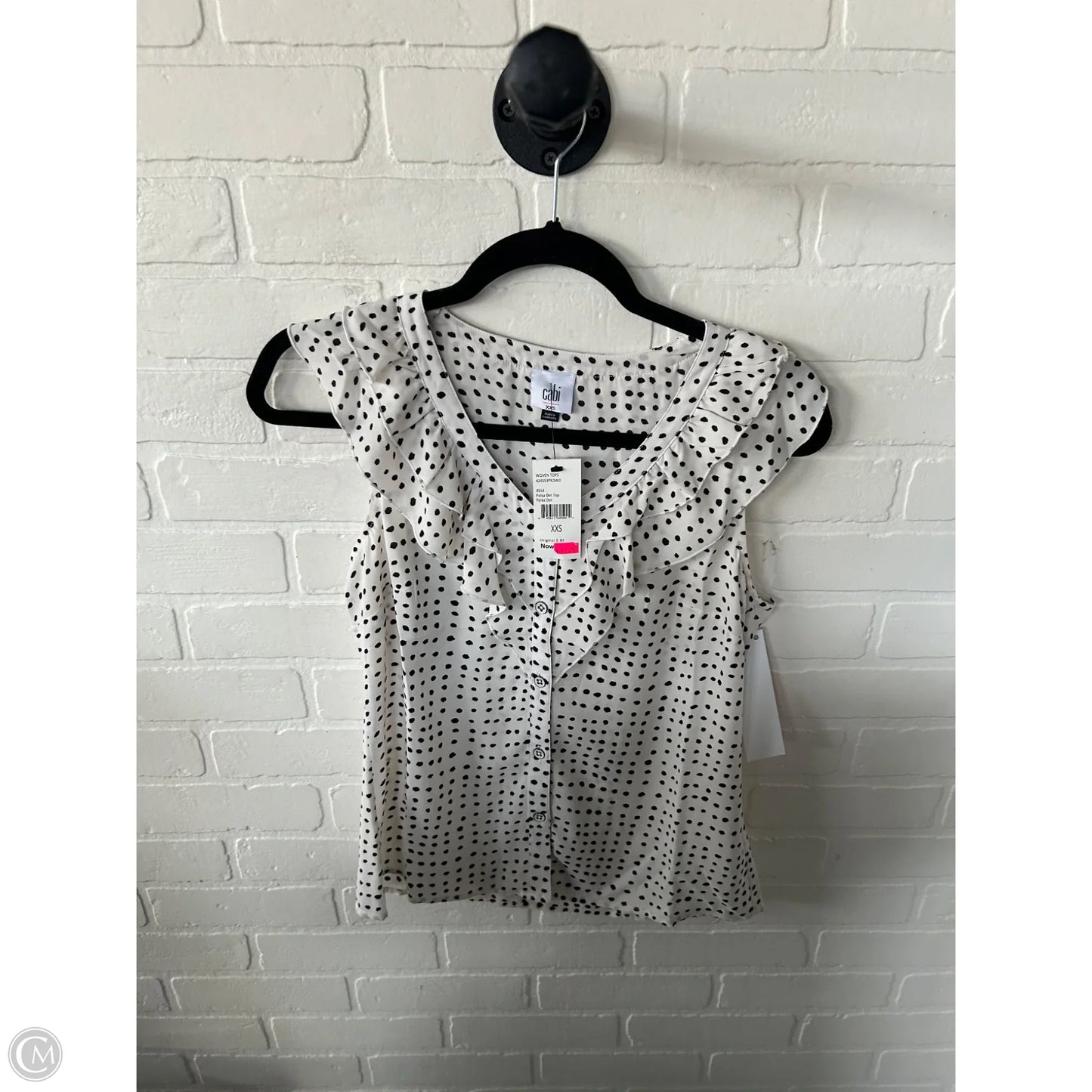 Top Sleeveless By Cabi In Black & White, Size: Xxs