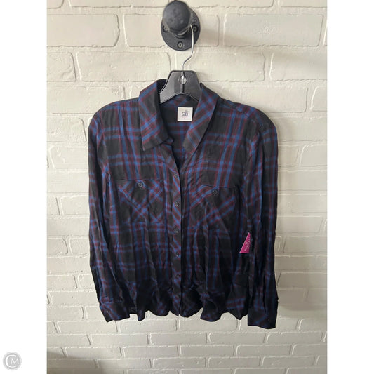 Top Long Sleeve By Cabi In Black & Blue, Size: S