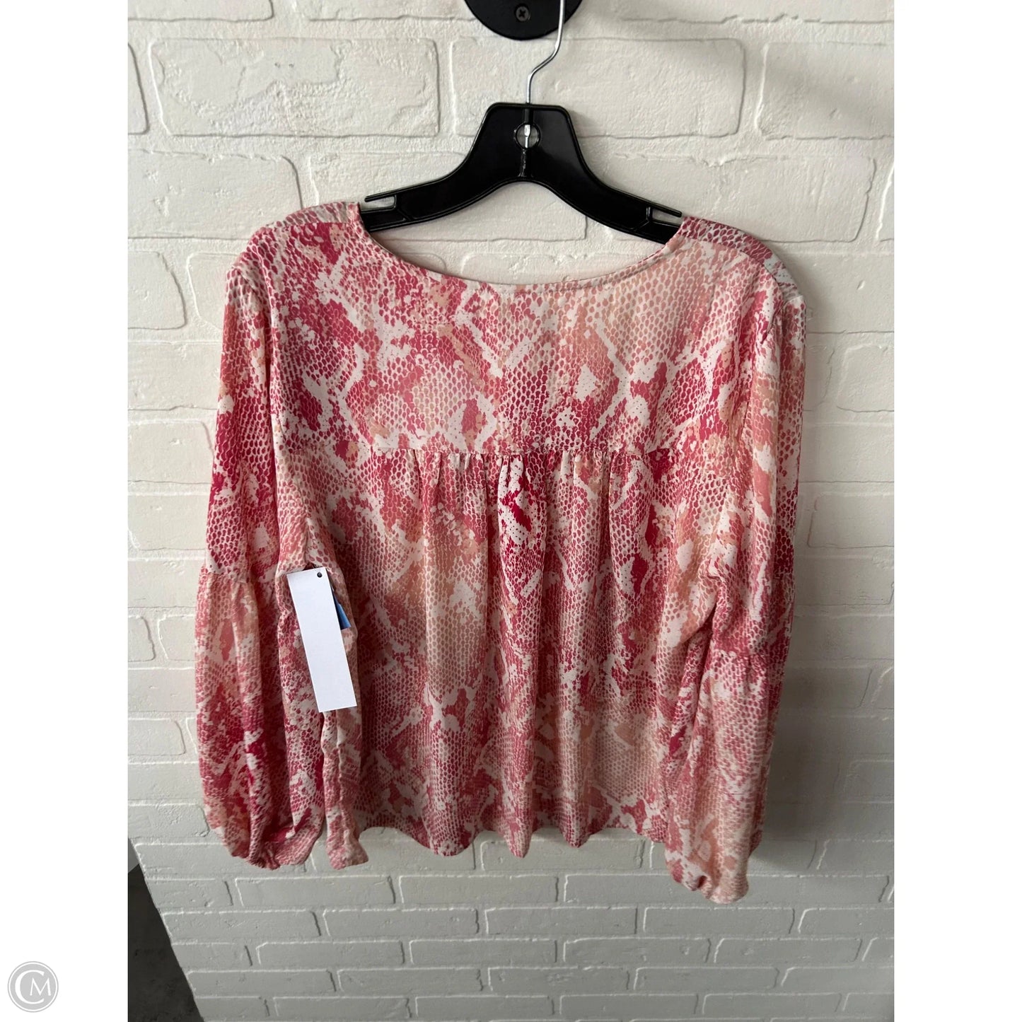 Top Long Sleeve By Cabi In Red & White, Size: M