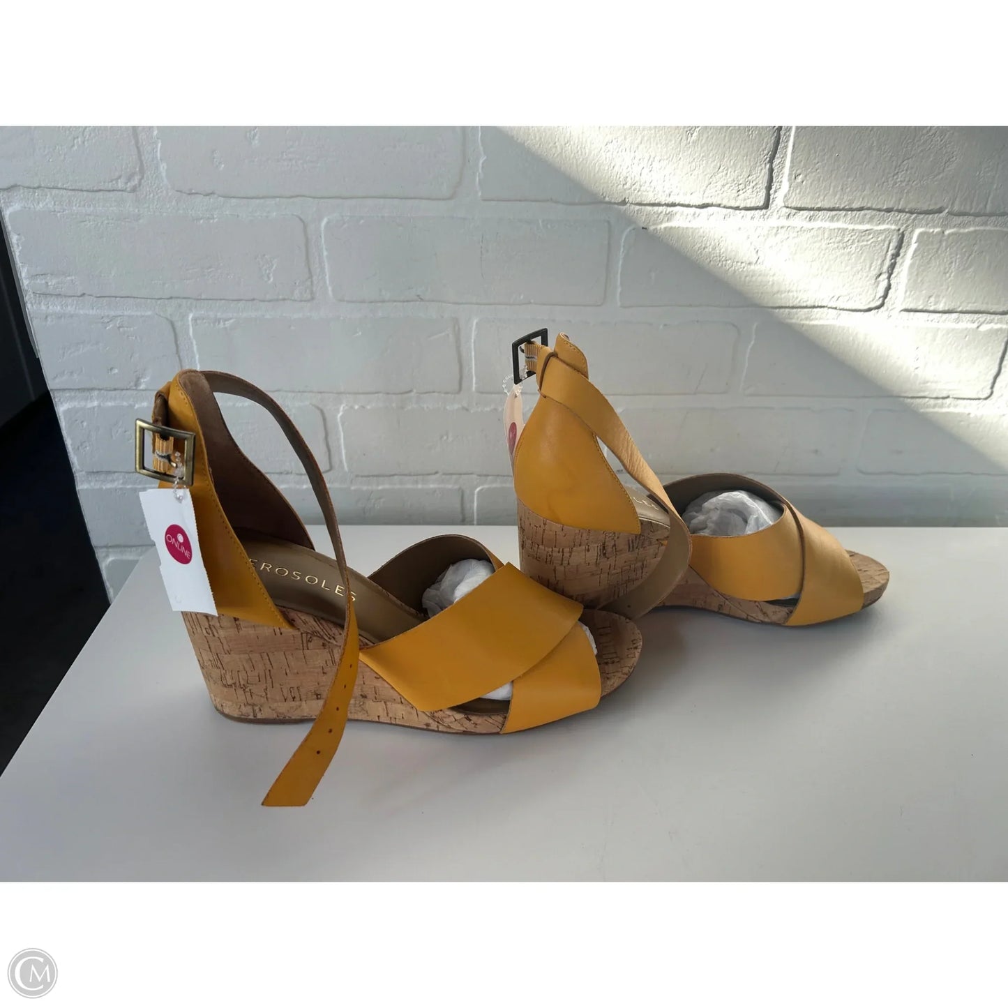 Sandals Heels Wedge By Aerosoles In Yellow, Size: 9