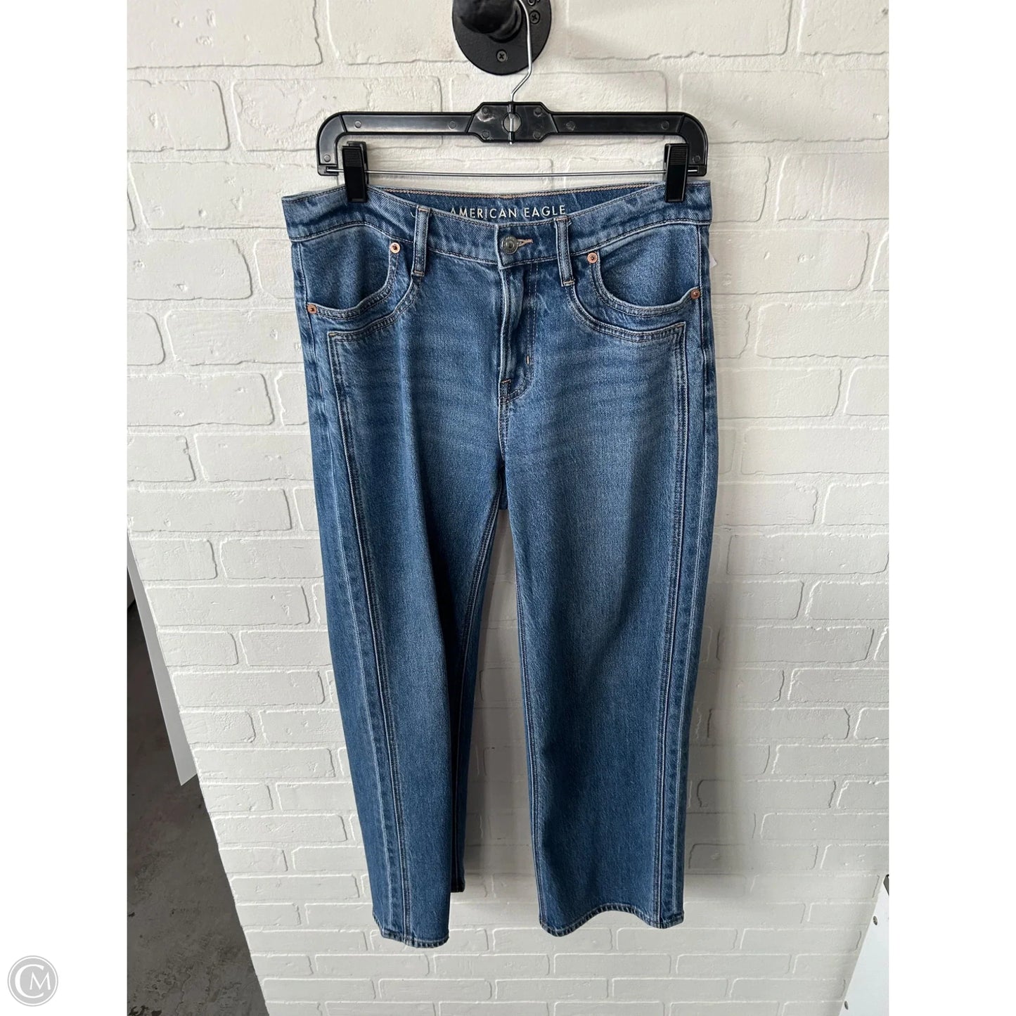Jeans Wide Leg By American Eagle In Blue Denim, Size: 4
