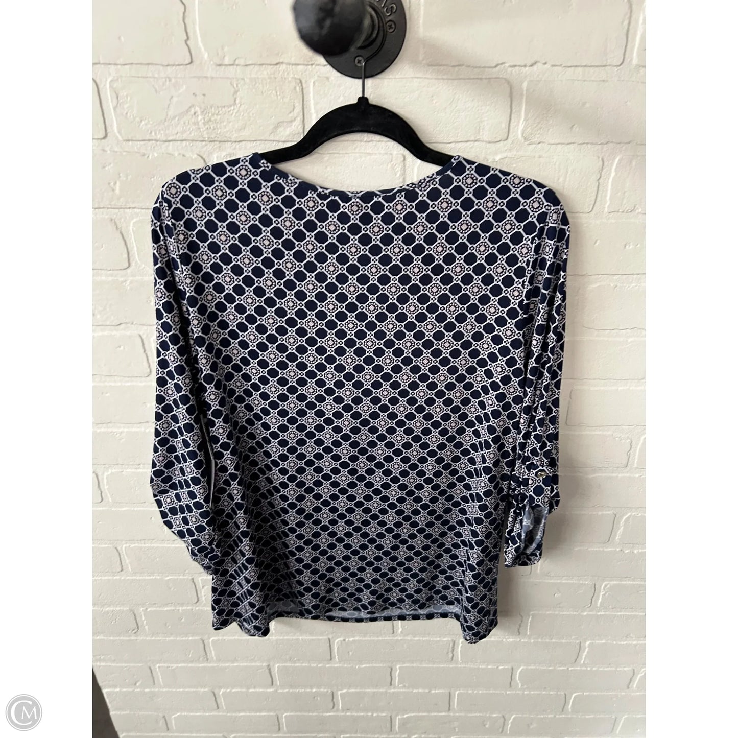 Top Long Sleeve By Perseption Concept In Blue & White, Size: Xl