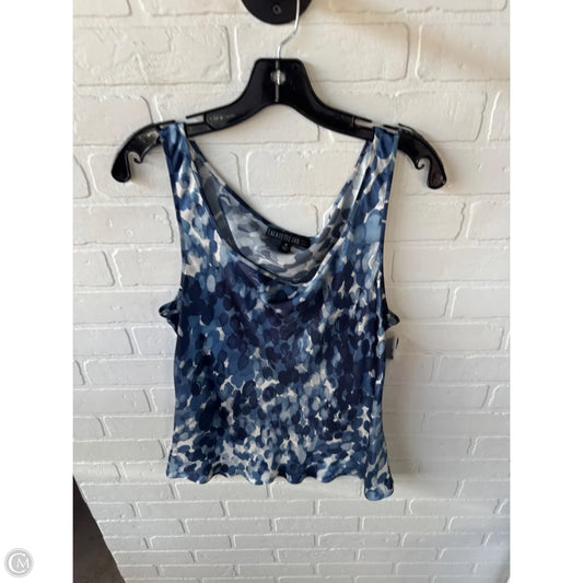 Top Sleeveless Designer By Lafayette 148 In Blue & White, Size: Xl