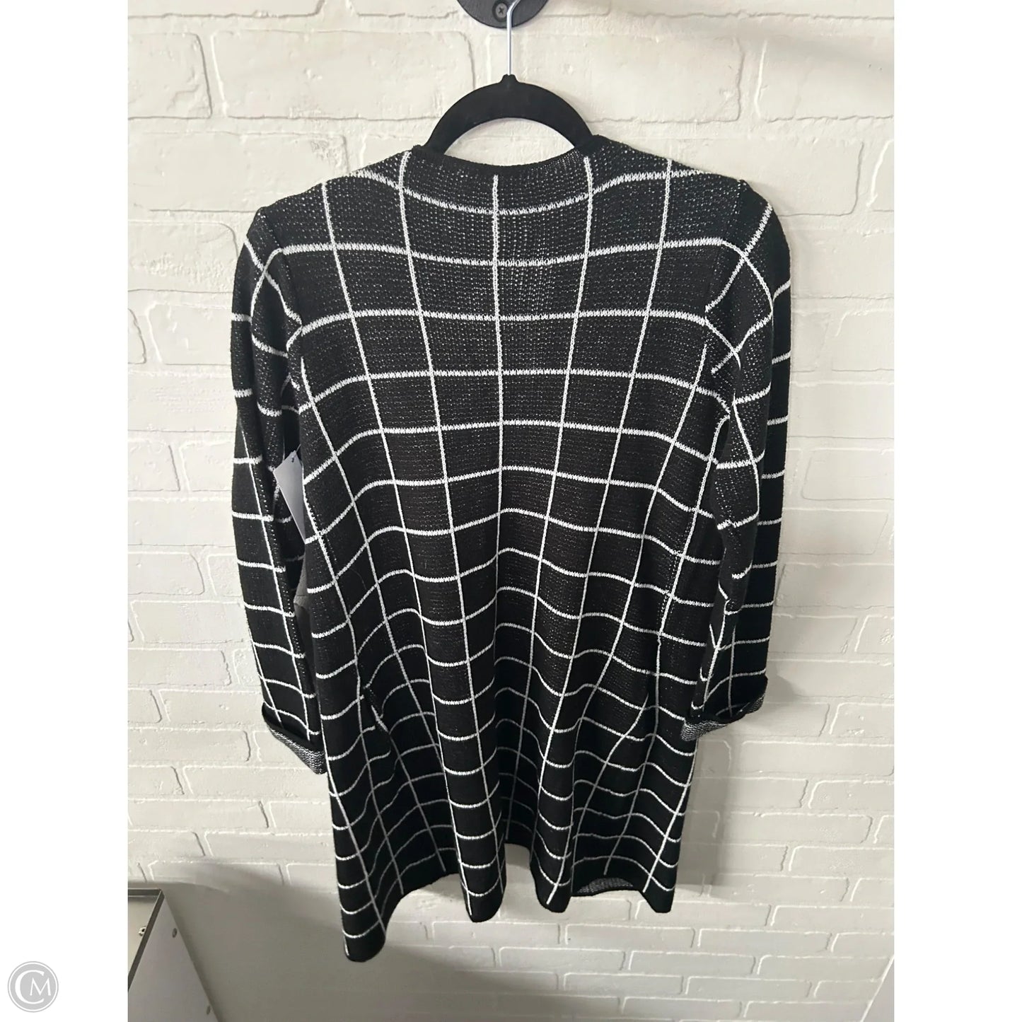 Sweater Cardigan By Notations In Black & White, Size: S