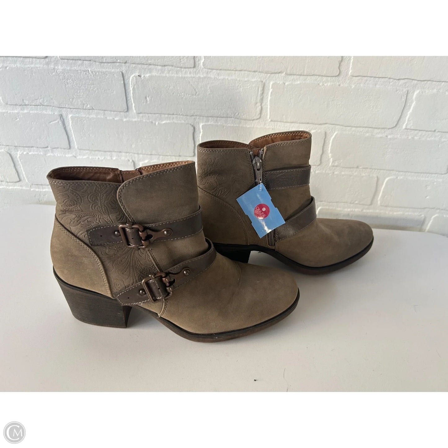 Boots Ankle Heels By Sofft In Brown, Size: 10