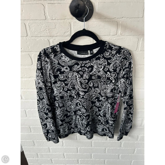 Top Long Sleeve By Rafaella In Black & White, Size: L