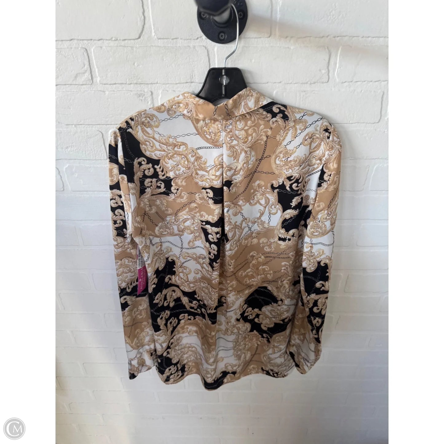 Top Long Sleeve By White House Black Market In Black & Tan, Size: S