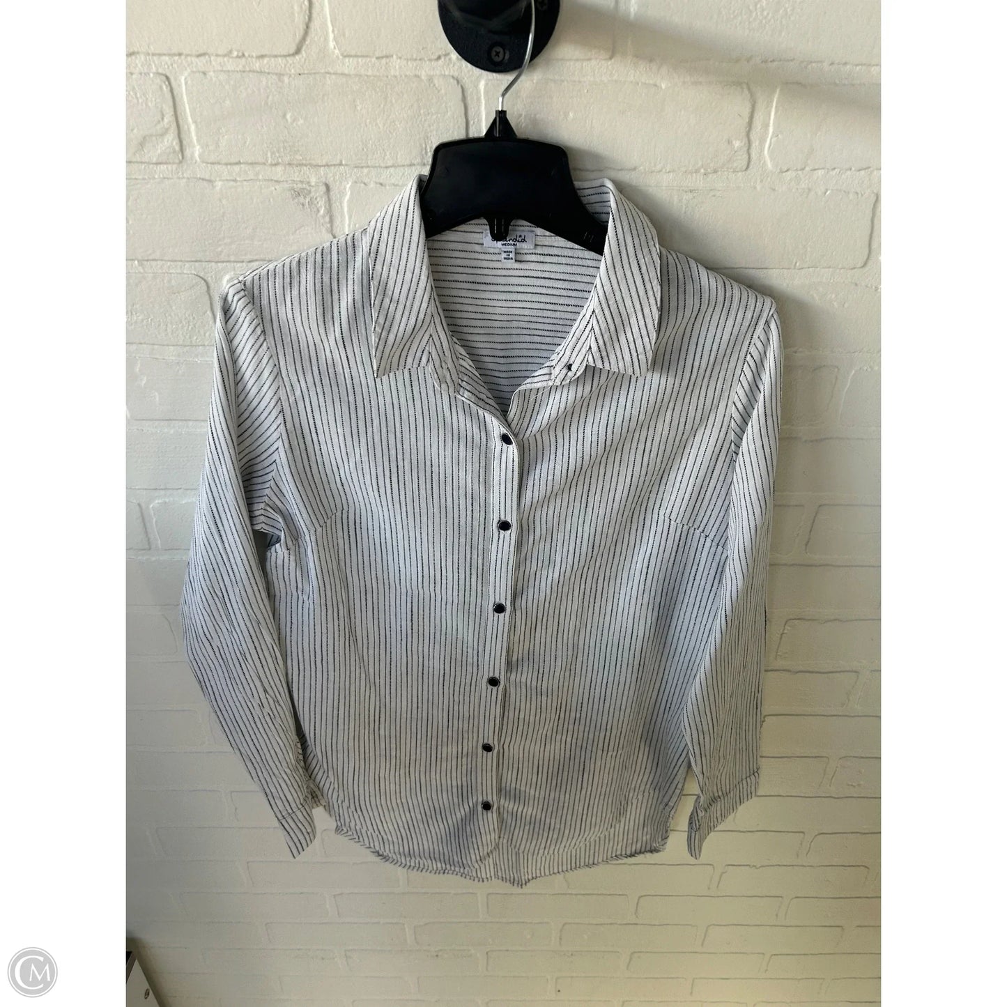 Top Long Sleeve By Splendid In Black & White, Size: M