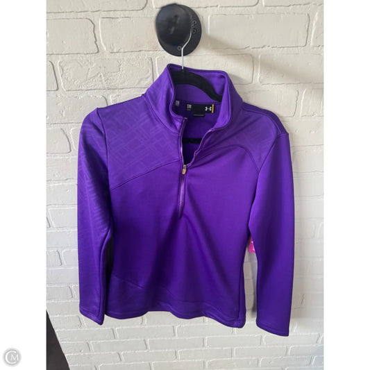 Athletic Top Long Sleeve Collar By Under Armour In Purple, Size: S