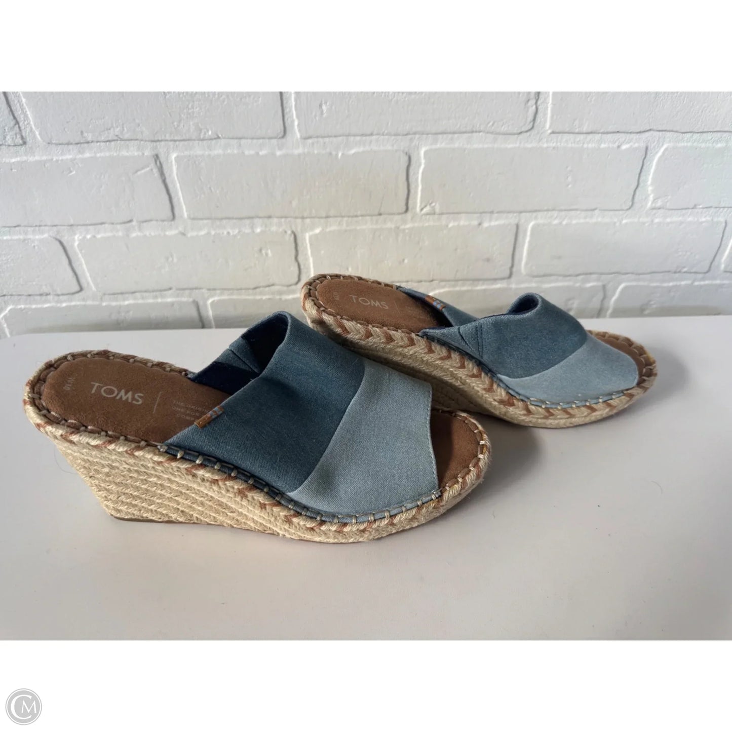 Sandals Heels Wedge By Toms In Blue Denim, Size: 10