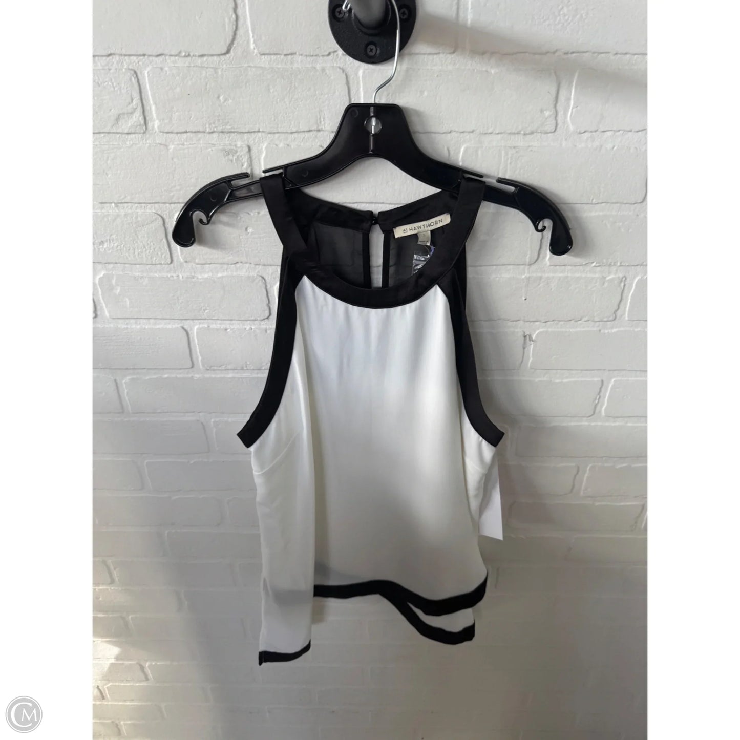 Top Sleeveless By Hawthorn In Black & White, Size: L
