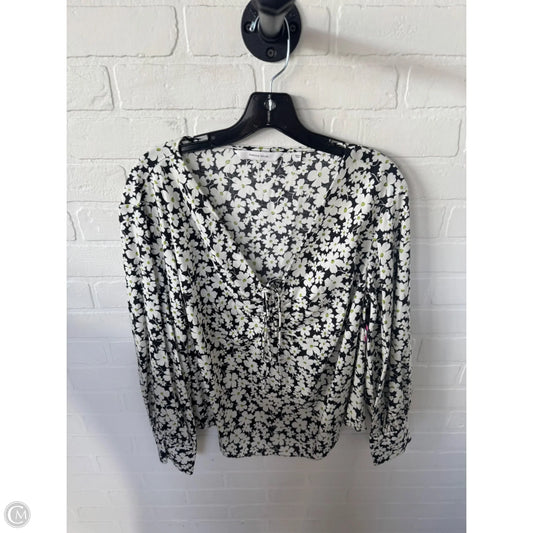 Top Long Sleeve By Rebecca Taylor In Black & White, Size: M