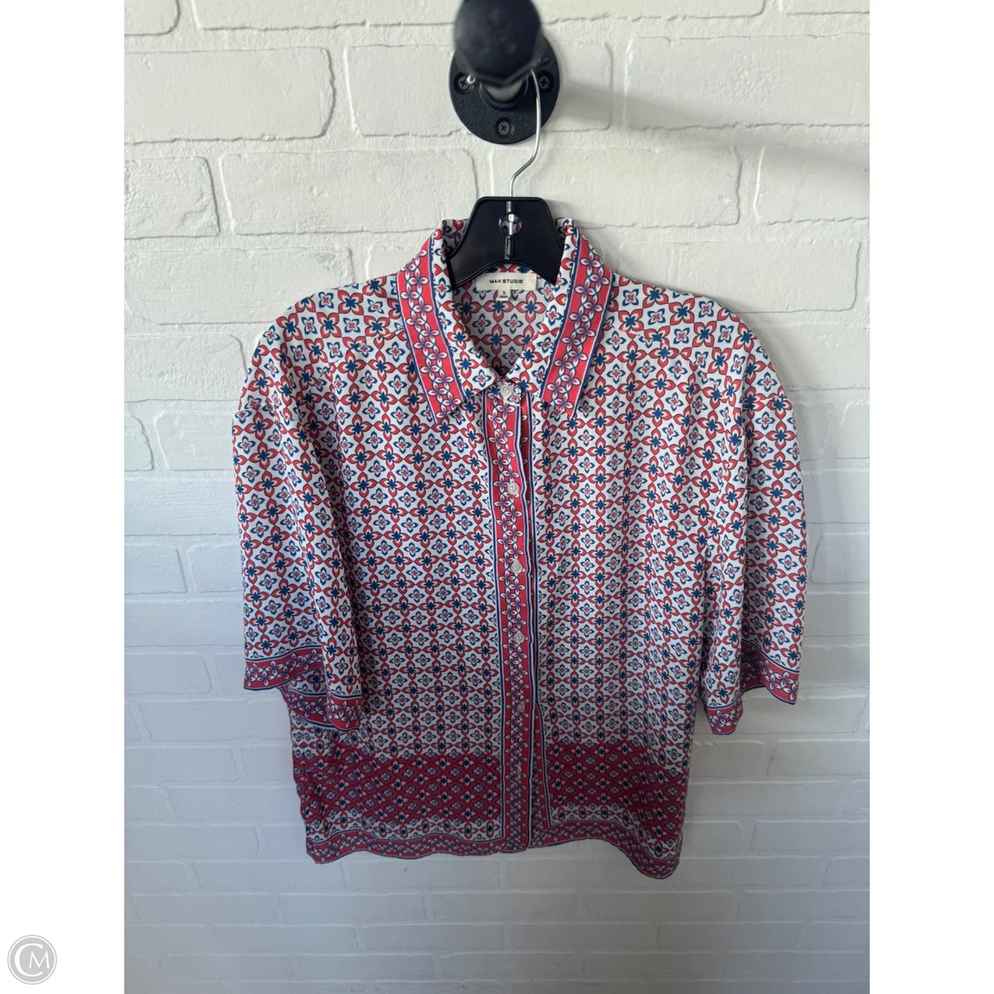 Top Short Sleeve By Max Studio In Red & White, Size: S