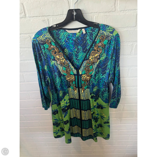 Tunic Long Sleeve By Soft Surroundings In Blue & Green, Size: M