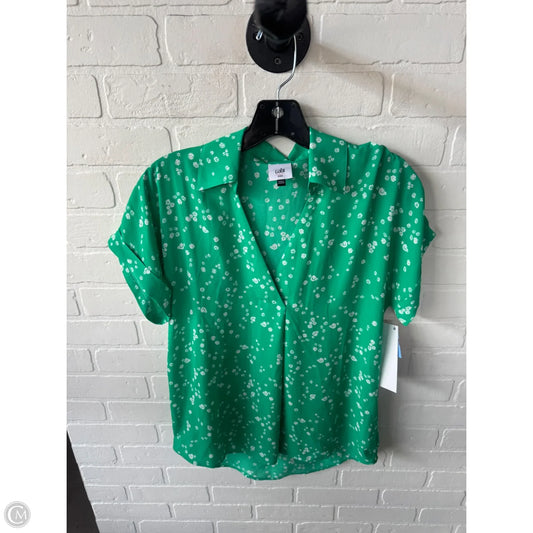 Top Short Sleeve By Cabi In Green & White, Size: Xxs