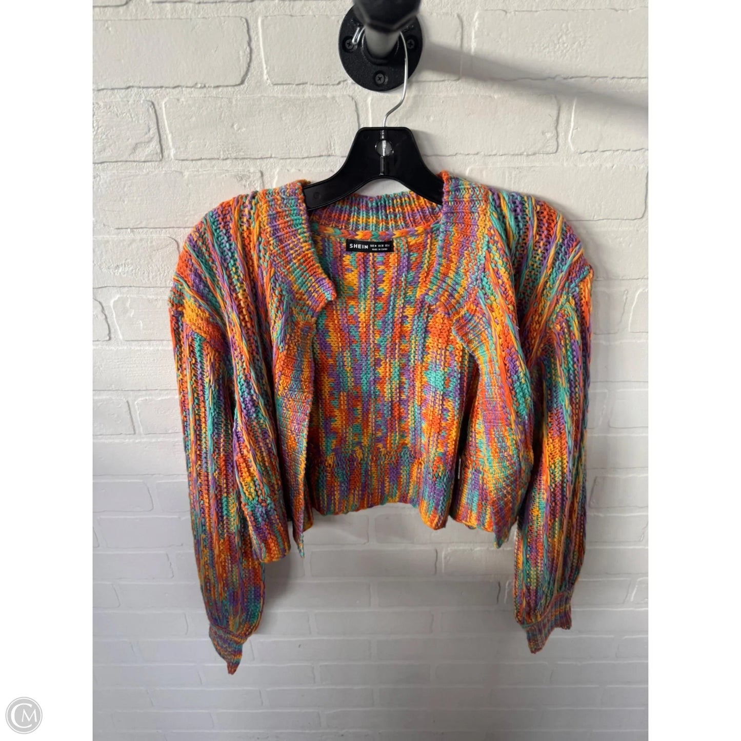 Sweater Cardigan By Shein In Orange & Purple, Size: S