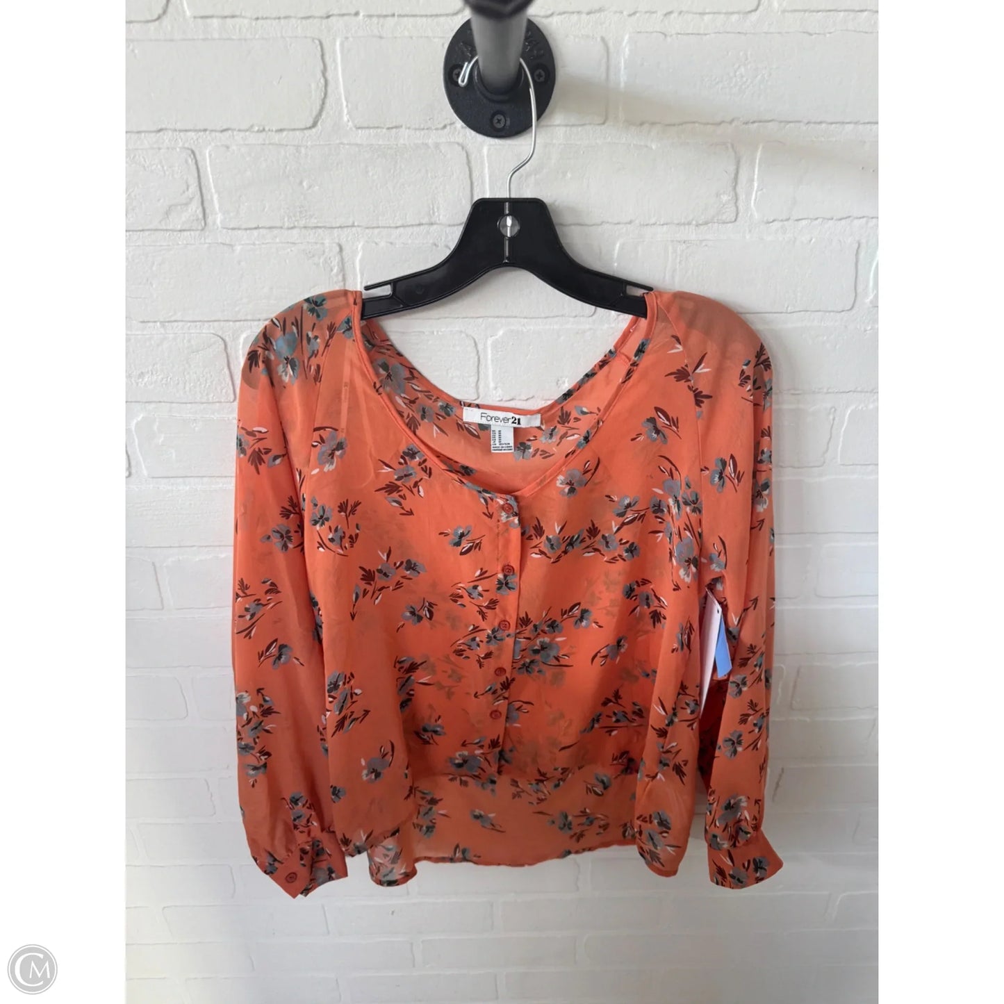 Top Long Sleeve By Forever 21 In Orange, Size: M