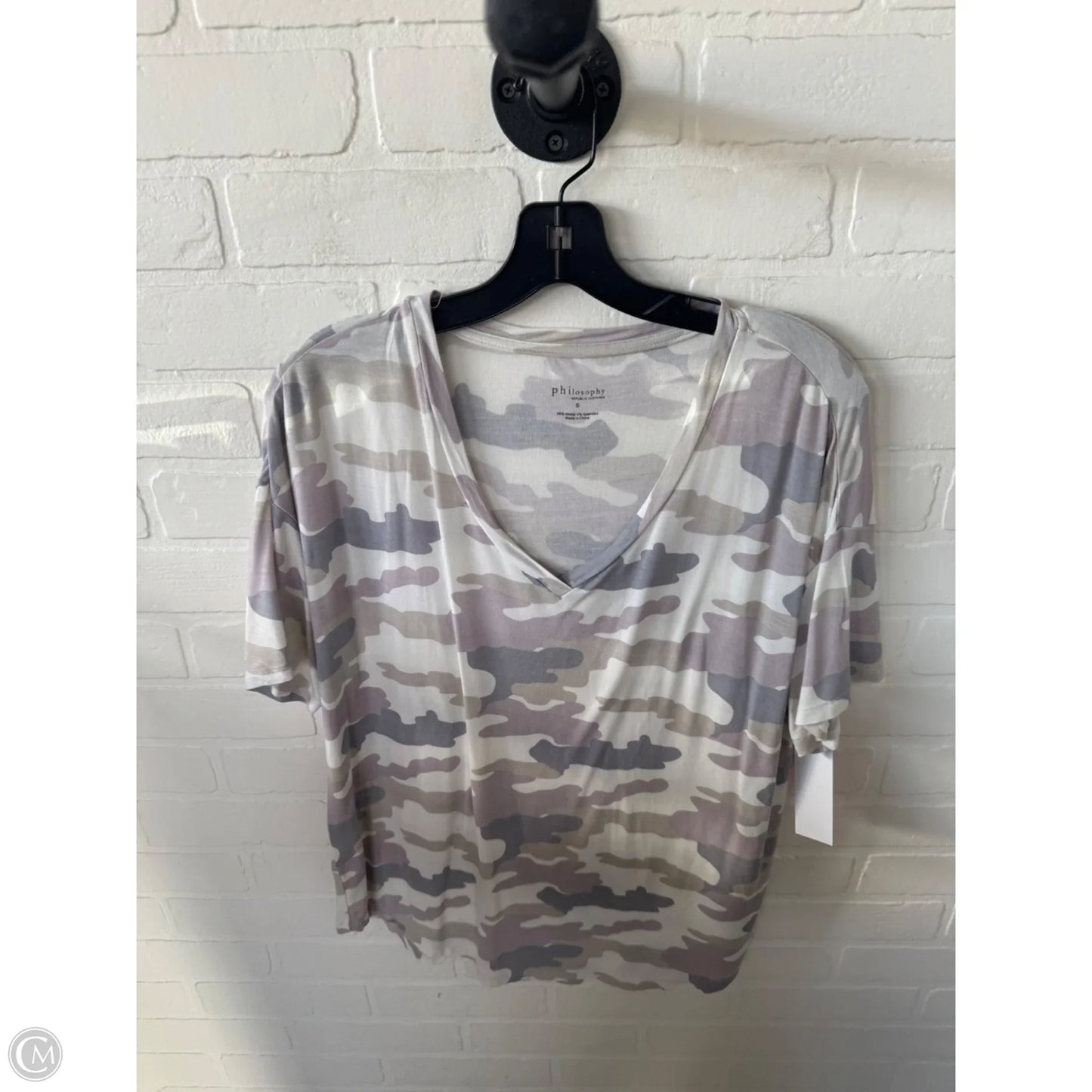 Top Short Sleeve Basic By Philosophy In Cream & Pink, Size: S